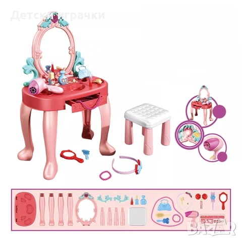 Тоалетка със столче и огледало, със светлини и аксесоари , снимка 2 - Други - 52735391