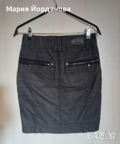 Къса черна дънкова пола Sia Mia, XS, снимка 7 - Поли - 44687356