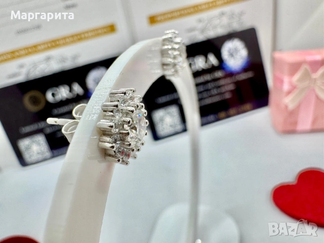 Сребърни обеци с мойсанит (диамант) 0.5 карата , снимка 11 - Обеци - 53205716