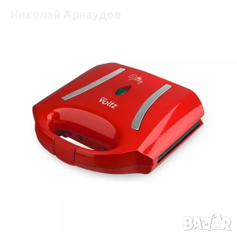 Тостер-сандвич Oliver Voltz Daisy OV51442L 750W, Грил незалепващи плочи, Червен