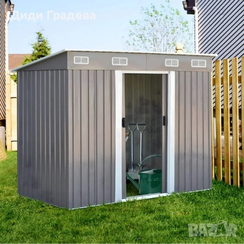 Метална градинска къща за инструменти с вентилация и заключване, снимка 4 - Други - 53912258