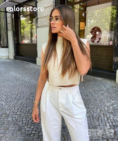 ДАМСКИ ПЛЕТЕН ТОП RAYA WHITE, снимка 2 - Потници - 44452167