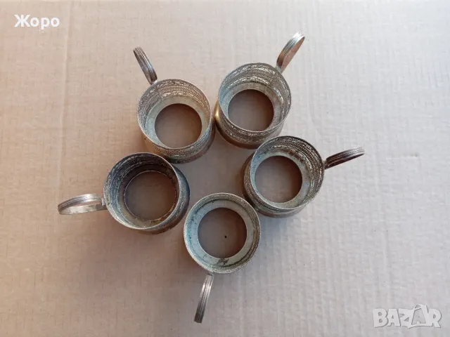 подстакан подстакани филигран посребрени 5 БРОЯ, снимка 5 - Антикварни и старинни предмети - 48590804