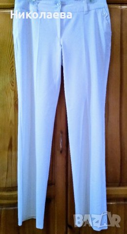 Бял елегантен панталон с ръб,L/XL