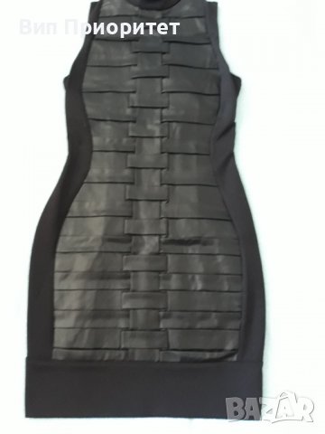 Много ефектна маркова черна рокля ЕКСПЛОЗИЯ-кожа и стегнато трико,елегантна, изкл.впечатляваща , снимка 6 - Рокли - 37265004