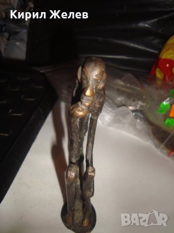 СТАРА БРОНЗОВА АФРИКАНСКА СТАТУЕТКА РЪЧНА ЕТНО АРТ ИЗРАБОТКА УНИКАТ с ТЪМНА ПАТИНА ФИГУРА 16647, снимка 12 - Статуетки - 31697021