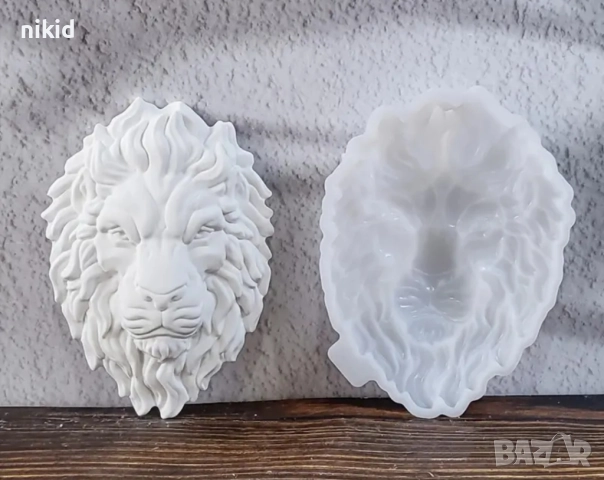 Грамадна лъвска глава лъв силиконов молд форма смола гипс шоколад декор, снимка 2 - Форми - 52675185