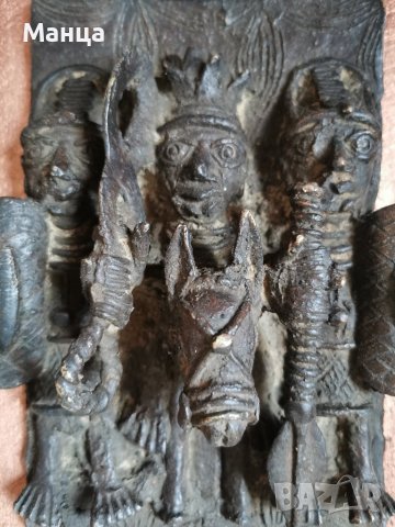 Африканска бронзова плоча, снимка 3 - Антикварни и старинни предмети - 36921299