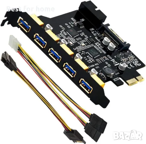 PCI-E към USB 3.0 5-портова PCI Express разширителна карта, снимка 6 - Друга електроника - 50325170