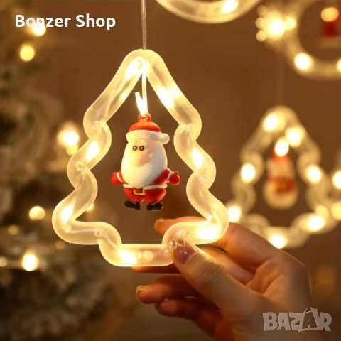 Светещ коледен гирлянд с рингове и малки коледни фигурки, снимка 3 - Декорация за дома - 52696723