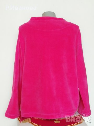 Дамска  блуза, пухкава,мека и топла, в малиново, с орнамент, размер XL, снимка 2 - Блузи с дълъг ръкав и пуловери - 42703514