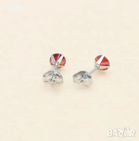 Нови малки червени обеци, снимка 2 - Обеци - 52777617