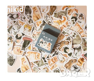 46 бр Коте котки котета самозалепващи лепенки стикери за украса декор картонена торта ръчна, снимка 2 - Други - 44784178