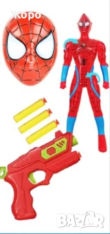 Комплект Спайдърмен с маска,арбалет и пистолет с меки стрели 203905, снимка 3 - Фигурки - 48264775