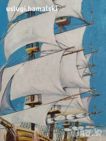 Картина платно/масло Кораб, снимка 2 - Антикварни и старинни предмети - 54049953