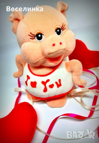 Плюшено прасе за Свети Валентин-013, снимка 4 - Романтични подаръци - 53037103