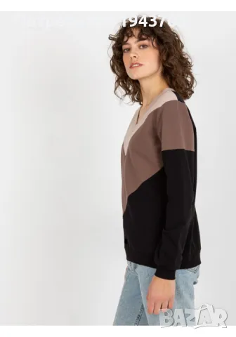 Дамска блуза в бежов и черен цвят 8452.40P, снимка 2 - Блузи с дълъг ръкав и пуловери - 48118315