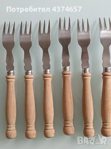 Средни вилици с дървени дръжки, снимка 2 - Прибори за хранене, готвене и сервиране - 48997435
