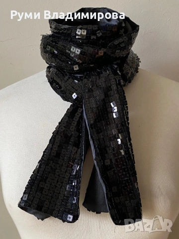 Шал с пайети в черно и кафяво/ различни видове, снимка 4 - Шалове - 47544666