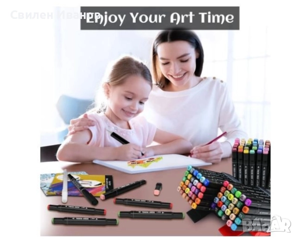 Комплект от маркери с алкохолна основа с две страни и калъф за съхранение - 48бр/60бр/80бр Всички мо, снимка 4 - Рисуване и оцветяване - 51819422