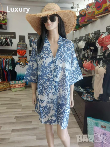 Плажна риза 5516-тъмно синя2, снимка 2 - Бански костюми - 50857468