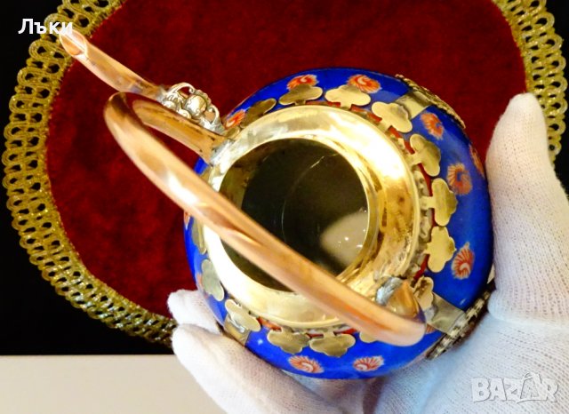 Тибетски чайник порцелан,мед и месинг. , снимка 9 - Антикварни и старинни предмети - 37512646