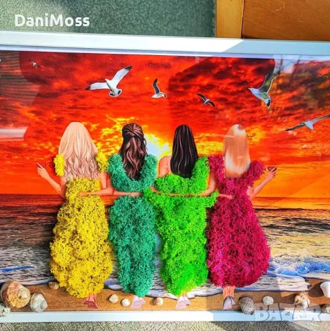 Уникален и оригинален подарък за СВАТБА, КРЪЩЕНЕ, ЗАВЪРШВАНЕ със скандинавски мъх, снимка 10 - Картини - 47298935