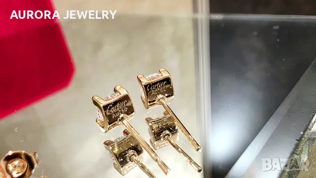 CARTIER C de Cartier Rose Gold Stud Diamond Дамски Обеци, снимка 9 - Обеци - 56111864