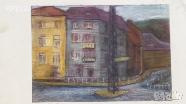 КАРТИНА ГРАДСКИ ПЕЙЗАЖ " ПО БАБА" креда / МАРИЯ МЕЖДУРЕЧКА, снимка 3 - Картини - 29109801