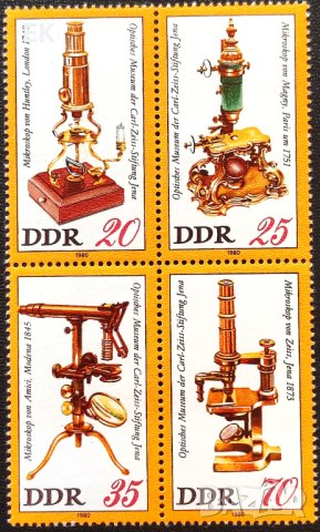 ГДР, 1980 г. - пълна серия чисти марки, каре, микроскопи, 2*7