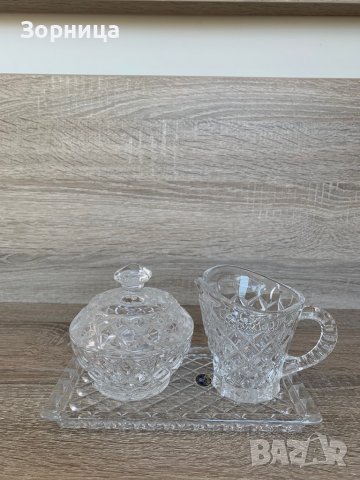 Кристална каничка и захарница Bohemia 