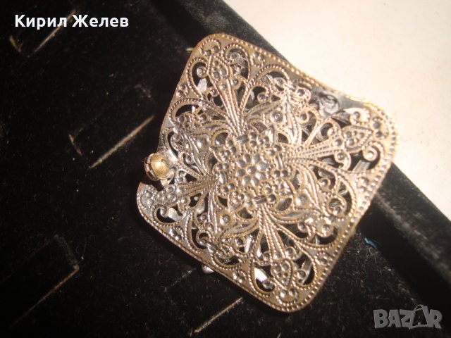 СКЪПОЦЕННА ПОСРЕБРЕНА ФИЛИГРАННА БРОШКА с КОРАЛОВ ЯСПИС и ФАСЕТИРАНИ ГРАНАТИ АРТ-ДЕКО 17641, снимка 2 - Други - 31308714