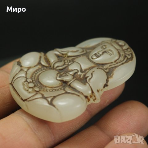 ЕСТЕСТВЕН НЕФРИТ С ИЗОБРАЖЕНИЕ НА АЗИАТСКА БОГИНЯ МЕДАЛЬОН ВИСУЛКА БУДА , снимка 8 - Антикварни и старинни предмети - 40512053