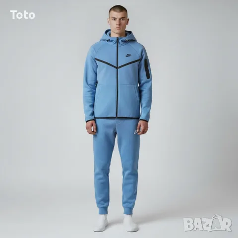Оригинално горнище Nike Tech Fleece, размер ХL (Светлосин)