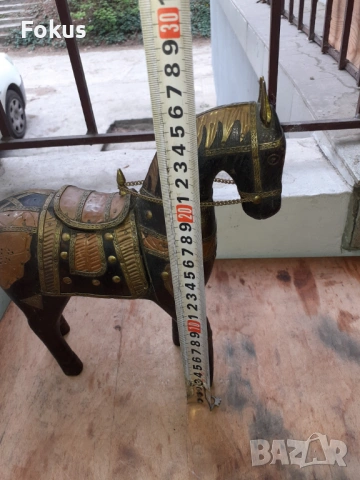 Старо антикварно дървено конче с месинг статуетка фигура кон, снимка 7 - Антикварни и старинни предмети - 54220587