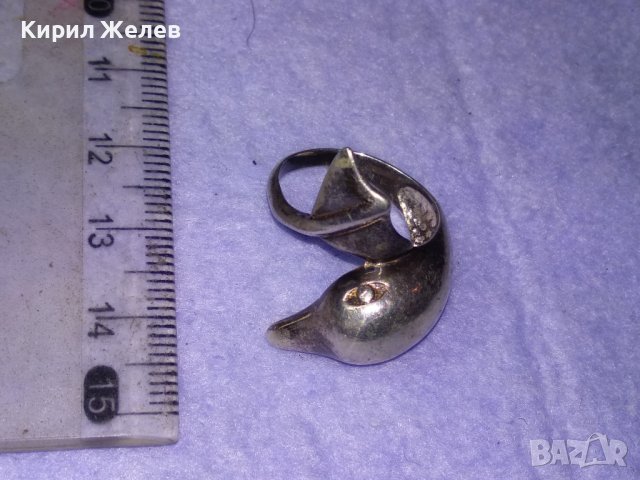 РЪЧНА АВТОРСКА ХУДОЖЕСТВЕНА БИЖУТЕРСКА МАЙСТОРСКА ИЗРАБОТКА МАРКОВО СРЕБРО 925 ПРЪСТЕН ДЕЛФИН 40636, снимка 13 - Пръстени - 42600263