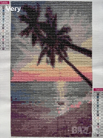 Ръчно налепен диамантен гоблен ,,Палма и плаж с залез” с р.р  20х30см!