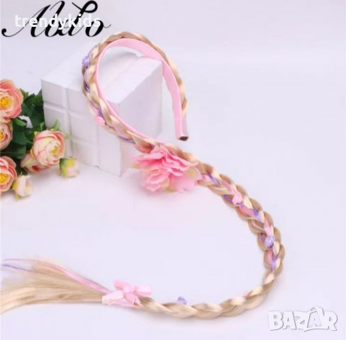 Разкошна рокля на Рапунцел! Аксесоари- перука, плитка, кринолин, ръкавици, пантофки, колие., снимка 7 - Детски рокли и поли - 36898753