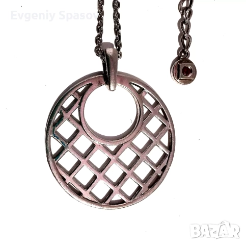 ELLE Сребърно Колие Медальон Модернистичен Минималистичен Дизайн с покритие от Родий с Рубин