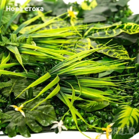 Зелено пано с изкуствени цветя, 50*100 см, снимка 3 - Други - 54007236