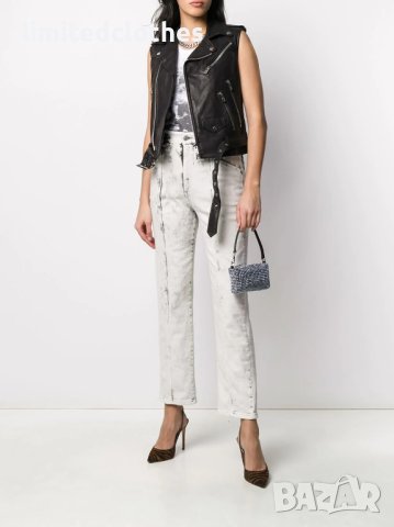 AMIRI Black Fringed Biker Leather Дамски Кожен Елек size 42 (M), снимка 5 - Якета - 42195724