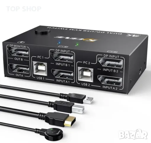 DP KVM превключвател с двоен дисплей, снимка 3 - Суичове - 48784766