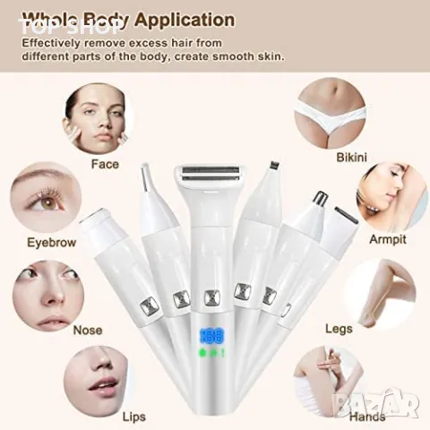 Нов уред 6 в 1 за жени безболезнено обезкосмяване Тример косми красота Самобръсначка, снимка 2 - Електрически самобръсначки - 49339190