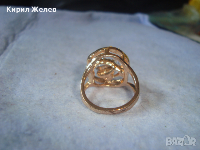 ПОЗЛАТЕН МОДЕН АРТ ПРЪСТЕН с ГОЛЯМ КРАСИВ ЮВЕЛИРЕН КРИСТАЛ и ЦИРКОНИ 6794, снимка 9 - Пръстени - 36410769
