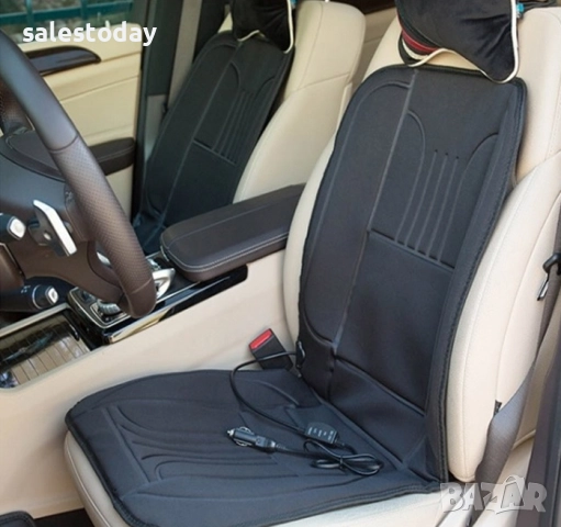 Калъф за седалка с нагревател, Постелка за предна седалка с подгрев за автомобила, черна, 12V , снимка 3 - Аксесоари и консумативи - 27312346