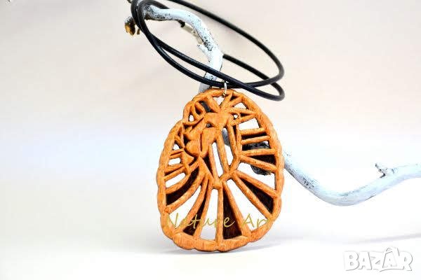 Лъв - Медальон от екзотична дървесина - абанос, кокоболо 