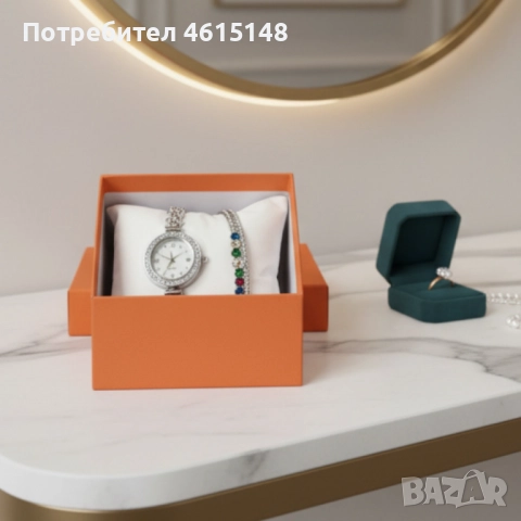 Дамски комплект часовник с гривна – елегантен подарък в луксозна кутия, снимка 5 - Дамски - 51963224