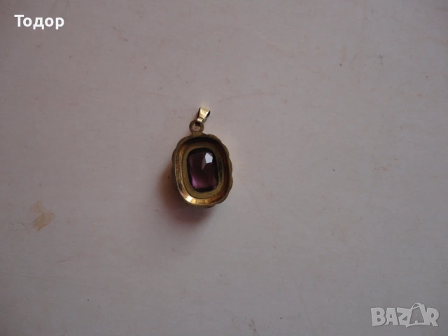 Позлатен медальон колие с аметист Amerik K@L, снимка 4 - Колиета, медальони, синджири - 53050935