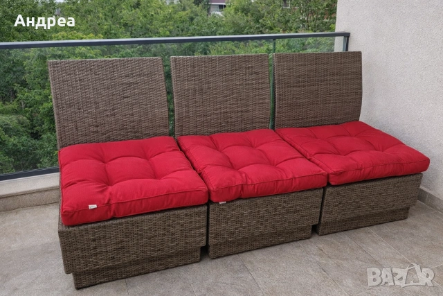 Градински ратанови фотьойли (3 бр.) с възглавници, снимка 2 - Градински мебели, декорация  - 54164192