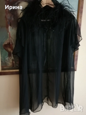 Черна тюлена наметка с пера на Tony LANS , нова с кутия., снимка 4 - Бельо - 53353675